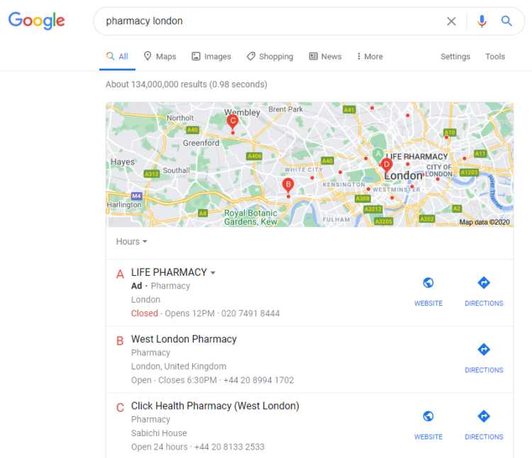 Local search in Pirat Google update