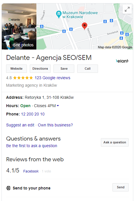 Local SEO - Google Search results company page 