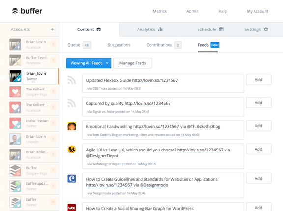 Planning Social Media posts with buffer