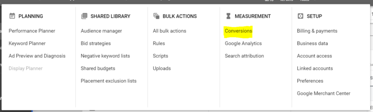 Conversions in google