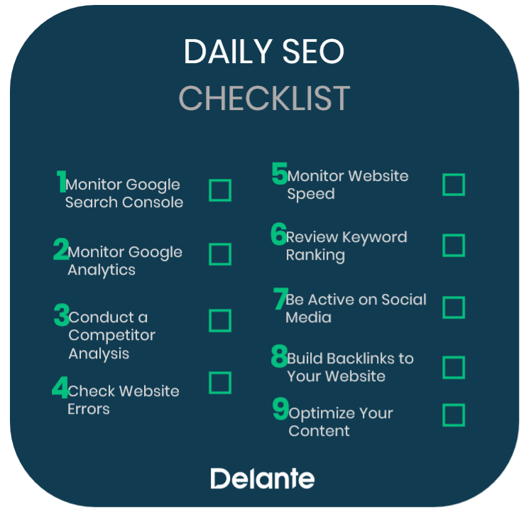 Daily SEO Checklist from Delante
