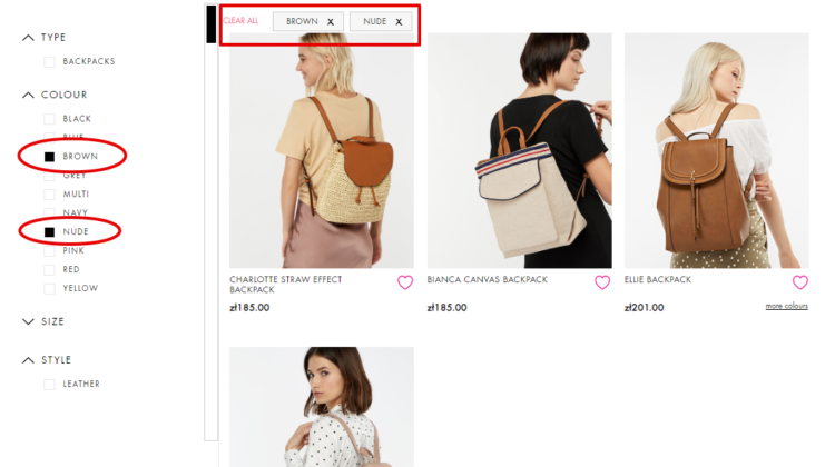 filter pages in e-commerce