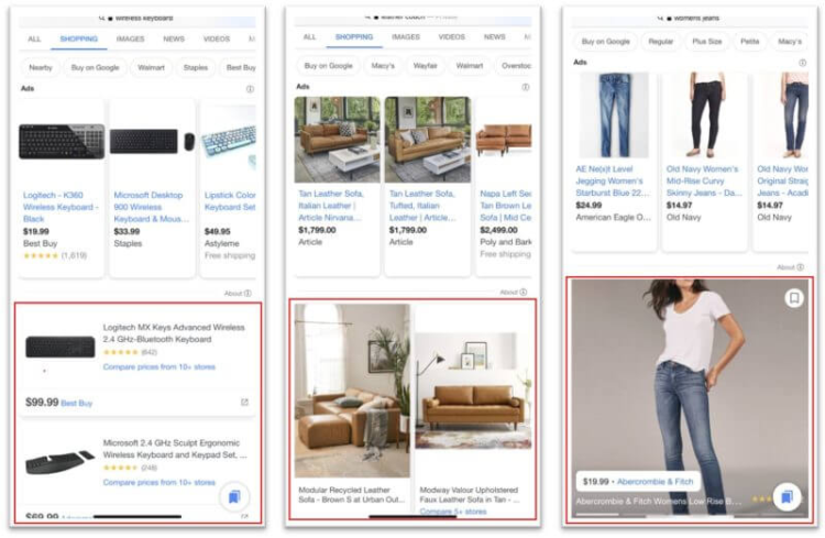 Ad Fromats in Google Shopping