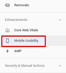Mobile usability google search console function