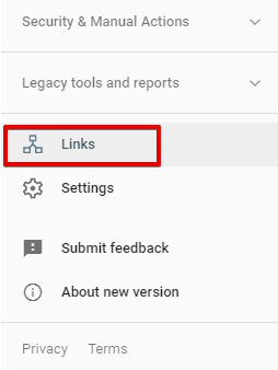 How to check links in Google Search Console - screenshot