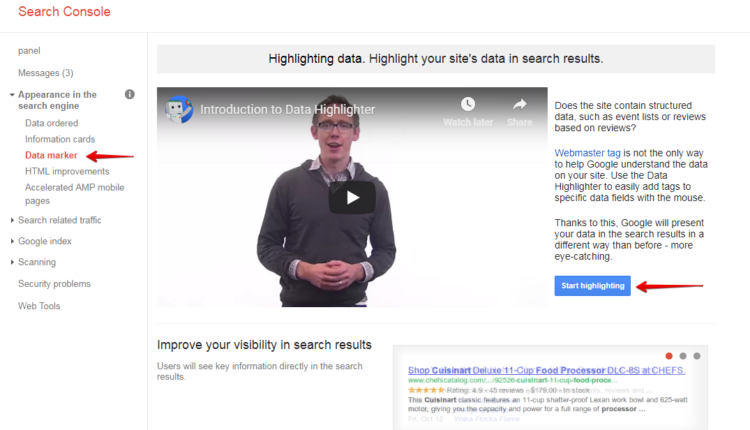 Google Data Highlighter tool tutorial