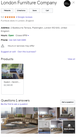 Google My Business Listing example