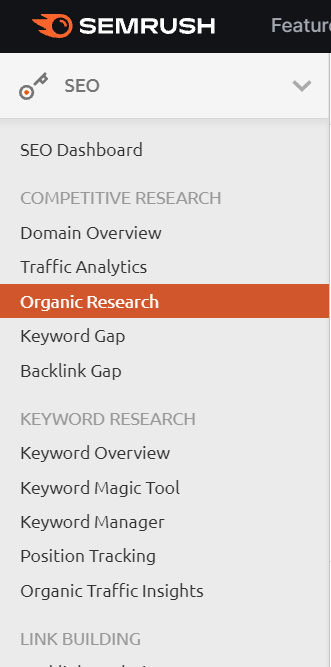 semrush how to check other website keywords