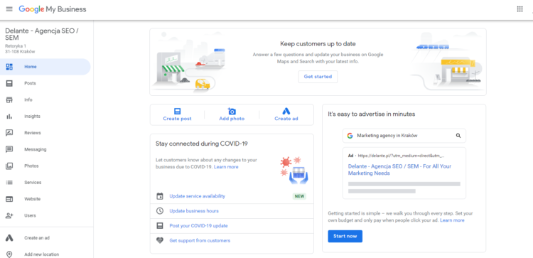 Google My Firm - Admin dashboard