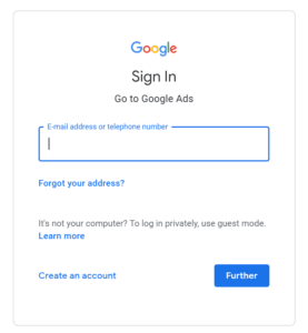 Log in to google