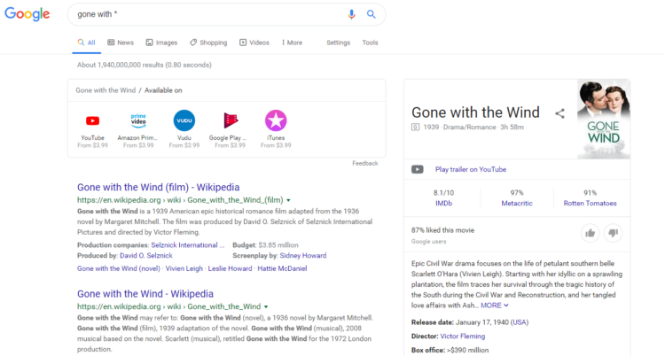 Missing world Google search hack