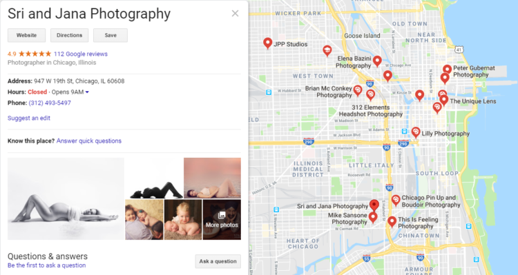 Google my Business - photographer chicago
