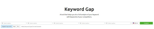 keyword gap in semrush