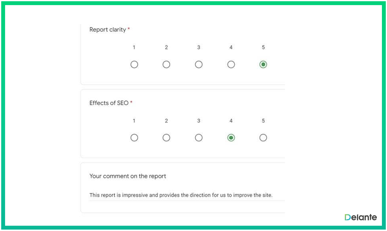 seo report feedback from client