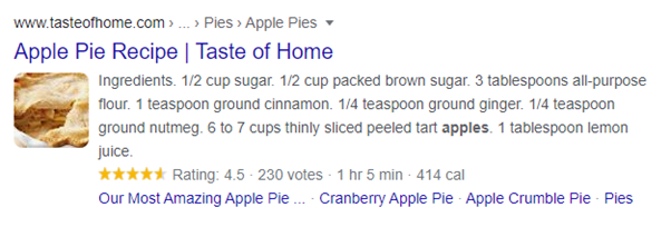 seo trends recipes in google search