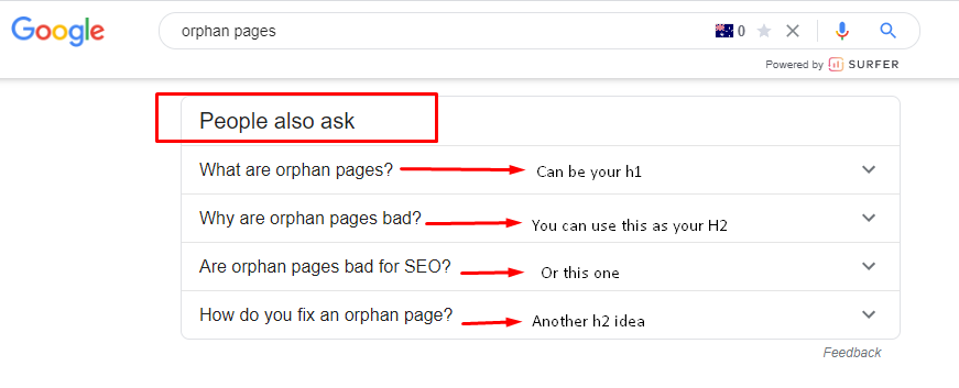 a screenshot of Google’s People Also Ask section - one of the top content writing tools for SEO