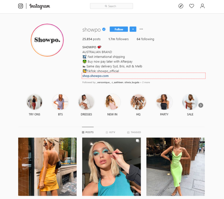 Showpo Instagram - how to get loyal customer 