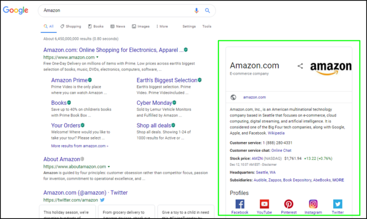 structured data and SEO - knowledge graph