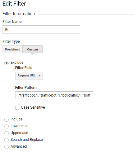 google analytics traffic bot filter setup 