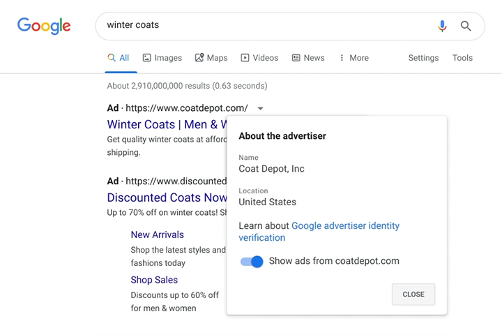 Advertisers verification - Google